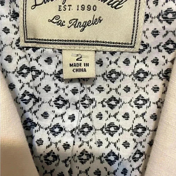 Lucky brand stylish  tan casual day 2 nite long sleeve 2 button cream blazer 2 - Picture 3 of 5